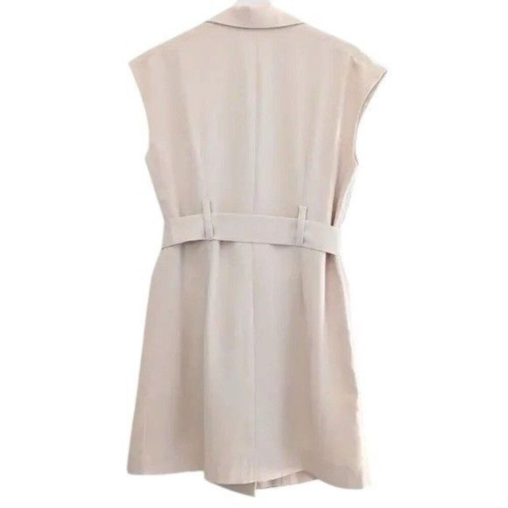 Sandro Alexine Tailored Blazer Dress Size 42 Beige Cream Quiet Luxury Minimalist - Picture 6 of 14